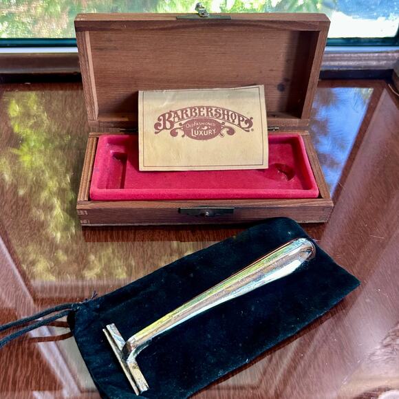 Vintage Franklin Toiletry Co. Barbershop Luxury Razor in Original Wooden Box - Picture 3 of 11